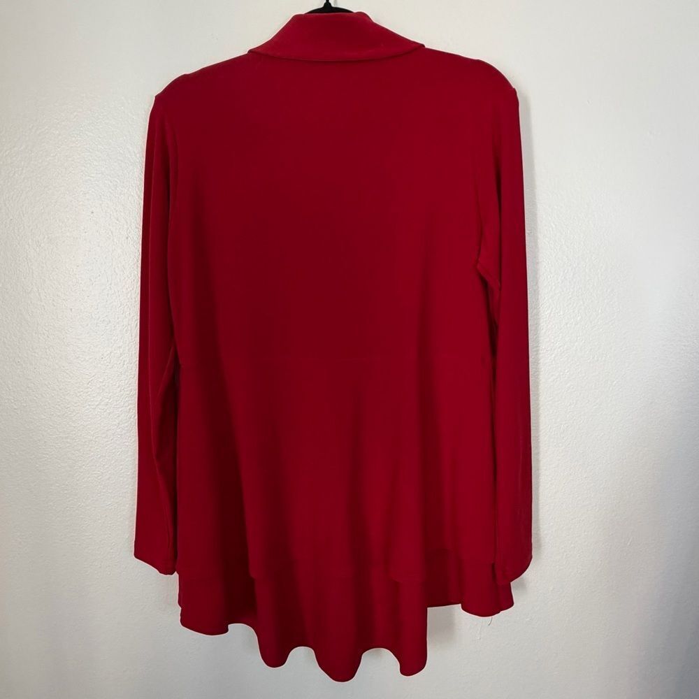 Sympli Tunic Top Size 8 Red Long Sleeves Layered Flowy Button Front - Picture 5 of 5